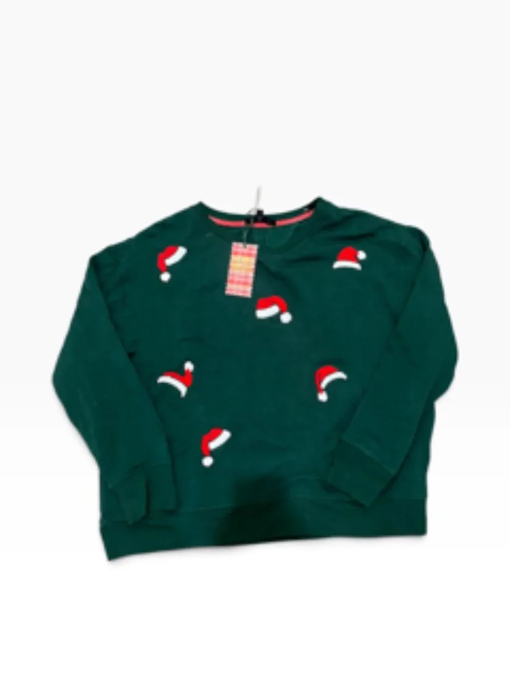 NEW Jane & Delaney Sweater Women’s Large Green Santa Hat Embroidery NWT